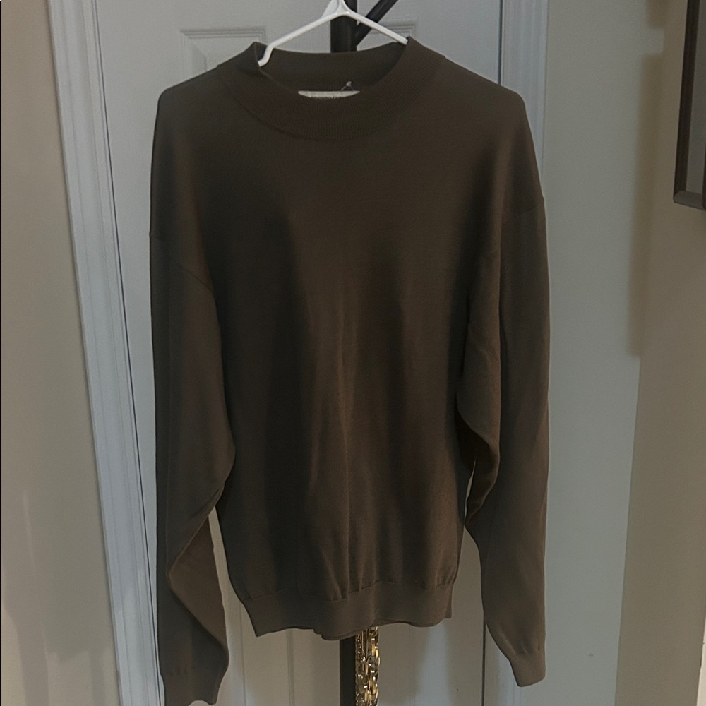 Pronto Uomo Classic Brown silk and cotton Crewneck Sweater